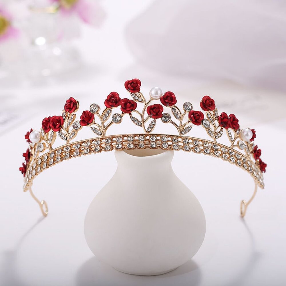 tiara crown red rose